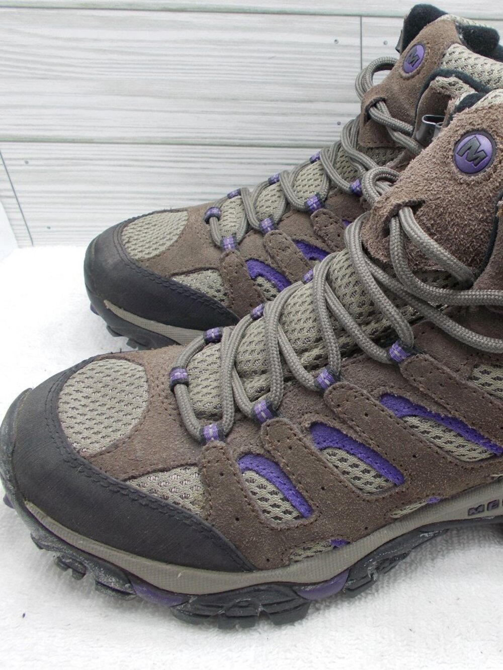 ​Merrell Moab Mid Hiking Boots Women's 9 Bracken Purple Vibram J65586 No Insoles